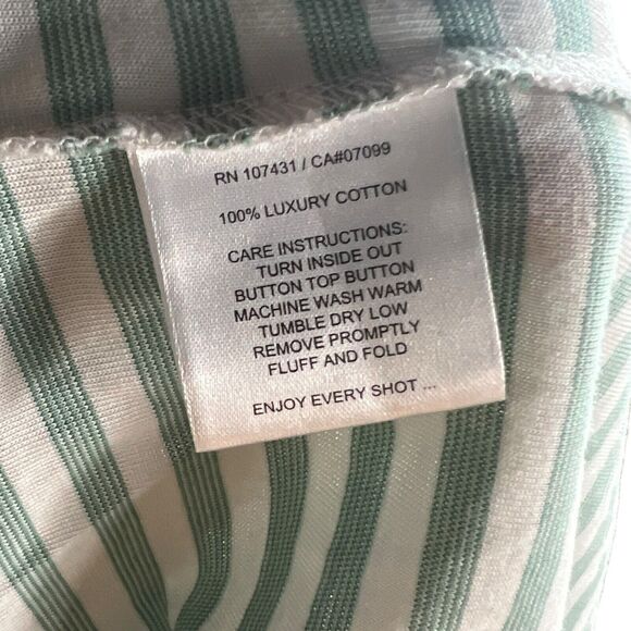 Linksoul Shirt Mens S Green Stripe DORA Golf Polo LS1201 Luxury Cotton White - Picture 7 of 9